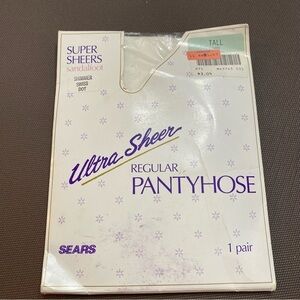 Swiss Dot‎ Pantyhose Sears Super Sheers Sandalfoot Shimmer Tall Ivory Vintage